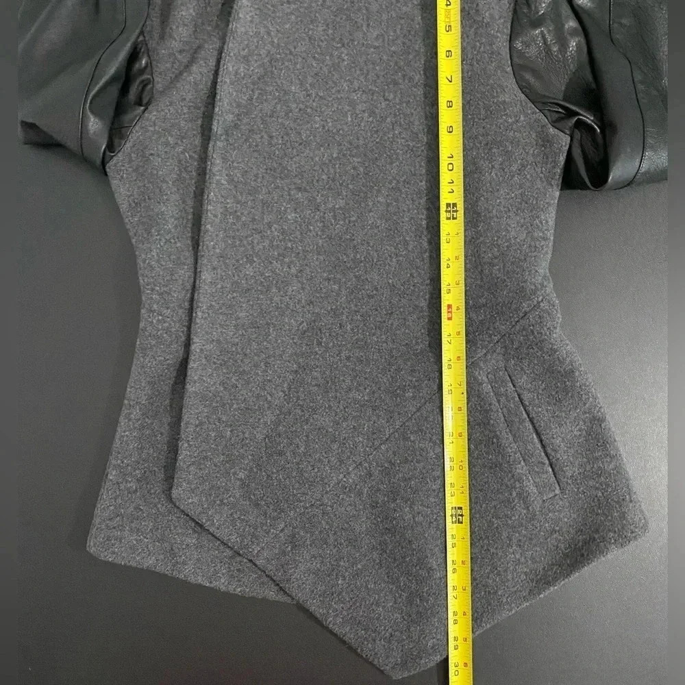 Theory Laura Leather Wool Cashmere Jacket Coat Size Medium - Picture 10 of 14